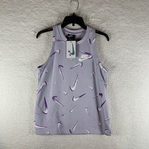 Nike Tank‎ Top Girls XL Purple Terry Printed Cotton Slim Fit Round Pullover 6909